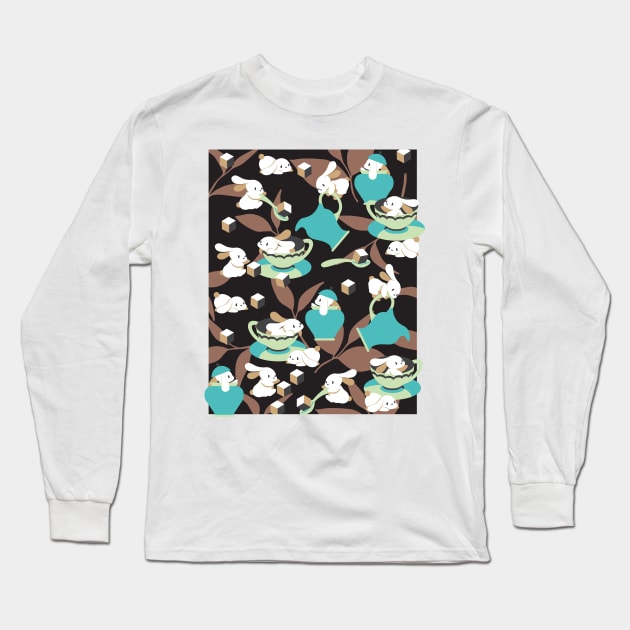 Rabbit Tea Party Art II Long Sleeve T-Shirt by FlinArt